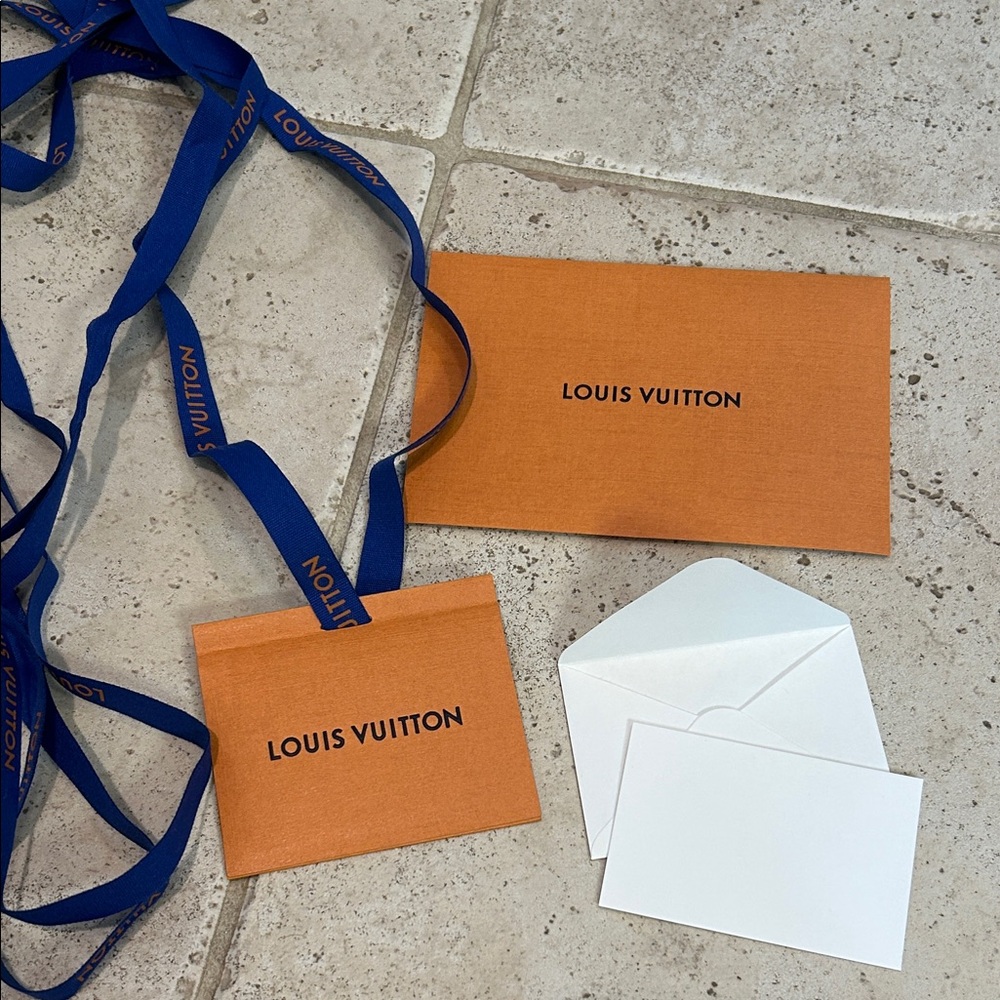 Louis Vuitton Orange Card Holder with Blue Ribbon